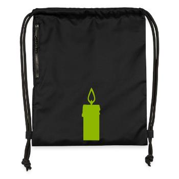 Silhouette de la Flamme de la Bougie Verte - Sac à cordon en polyester recyclé - noir - Devant