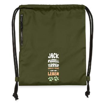 Jack Russell Terrier Joie de vivre - Sac à cordon en polyester recyclé - military green - Devant