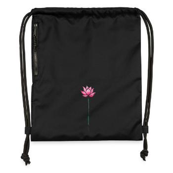 Fleur de lotus rose Zen Calme Yoga et Méditation Art - Sac à cordon en polyester recyclé - noir - Devant
