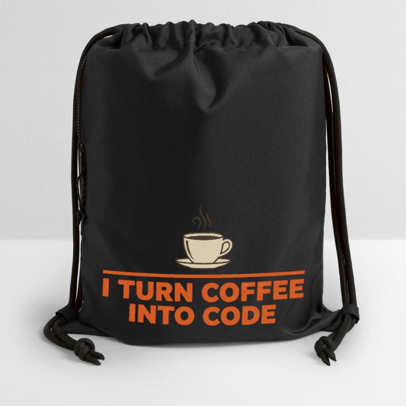 Je transforme le café en code – Programmer Retro Sac à cordon en polyester recyclé
