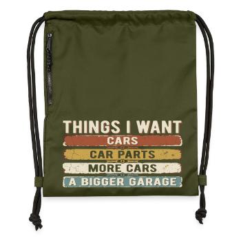 Humour Voiture Garage Vintage | Cadeau Mecano - Sac à cordon en polyester recyclé - military green - Devant