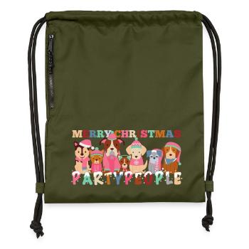 Frohe Weihnachten Partypeople Hunde Geschenk - Turnbeutel aus Recycling-Material - military Green - Vorne