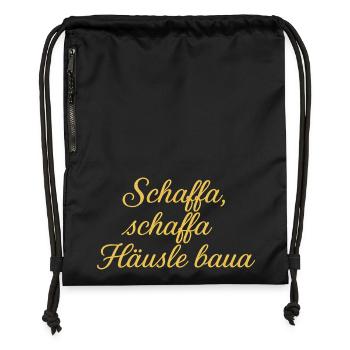 Schaffa Schaffa Häusle baua - Turnbeutel aus Recycling-Material - Schwarz - Vorne