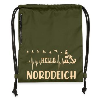Norddeich MOIN Wattenmeer Nordsee Urlaub - Turnbeutel aus Recycling-Material - military Green - Vorne