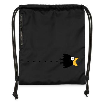 corbeau étonnement Bande déssinée - Sac à cordon en polyester recyclé - noir - Devant