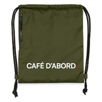 CAFÉ D’ABORD – Humour bureau lundi matin - Sac à cordon en polyester recyclé - military green - Devant