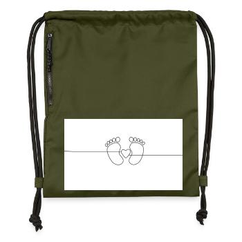 Heartfelt footprints with heart detail - Gymsac made from recycled material - military green - Front