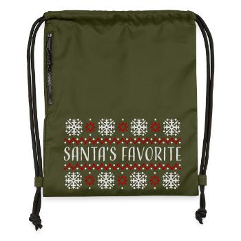 Santa's Favorite Weihnachtspullover Schneeflocken - Turnbeutel aus Recycling-Material - military Green - Vorne