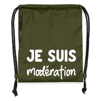 Je suis Moderation - humor duo aperitif - Gymsac made from recycled material - military green - Front