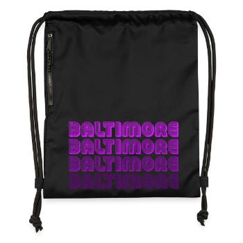 Baltimore Neon Raster - Turnbeutel aus Recycling-Material - Schwarz - Vorne