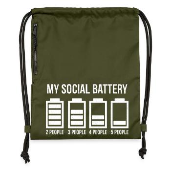 my social battery - Sac à cordon en polyester recyclé - military green - Devant
