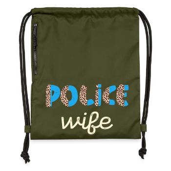 Police Woman Leopard Print - Gymsac made from recycled material - military green - Front