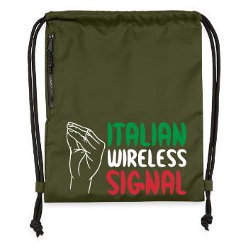 Signal sans fil italien Wi-Fi italien - Sac à cordon en polyester recyclé - military green - Devant