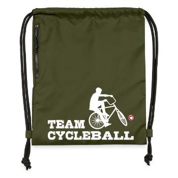 Team Cycleball , Radball, Radballer,Hallenradsport - Turnbeutel aus Recycling-Material - military Green - Vorne