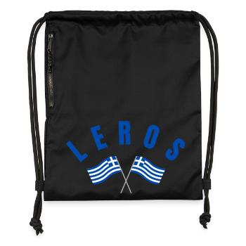 Drapeaux grecs de Leros - Sac à cordon en polyester recyclé - noir - Devant