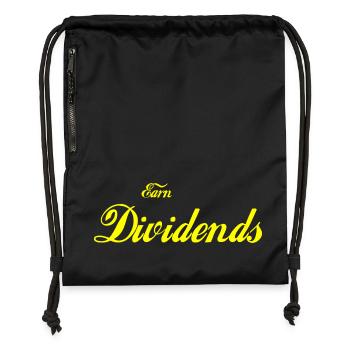 Earn Dividends (yellow) - Gymsac made from recycled material - black - Front