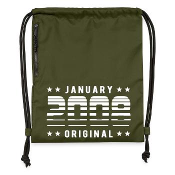 January 2008 Original Retrodesign | Geburtstag - Turnbeutel aus Recycling-Material - military Green - Vorne