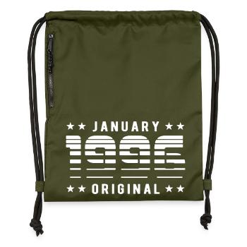 Janvier 1996 Retrodesign original | Anniversaire - Sac à cordon en polyester recyclé - military green - Devant