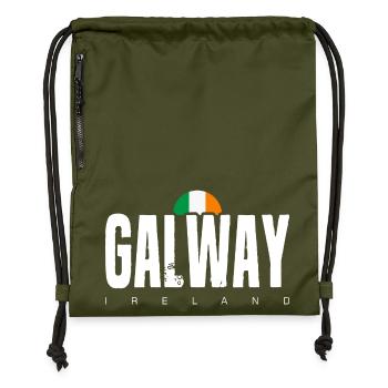 Galway Ireland Distressed Text Logo - Gymsac made from recycled material - military green - Front