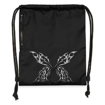 Butterfly Wings Metallic Tribal - Gymsac made from recycled material - black - Front