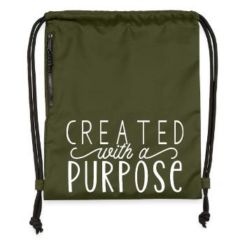 Créée avec un but - Sac à cordon en polyester recyclé - military green - Devant