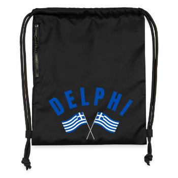 Delphi Twin Greek Flags  - Gymsac made from recycled material - black - Front