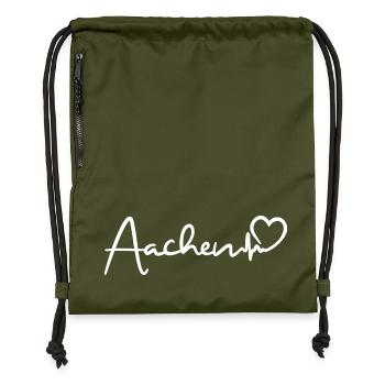 Aachen Herzschlag - Turnbeutel aus Recycling-Material - military Green - Vorne