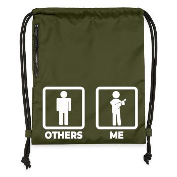 Figurine en bâton de ukulélé - Sac à cordon en polyester recyclé - military green - Devant