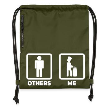 Chef Stick Figure - Gymsac made from recycled material - military green - Front