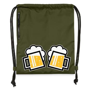 2 chopes à bière bavaroise Prosten (chopes à bière / 3C) - Sac à cordon en polyester recyclé - military green - Devant