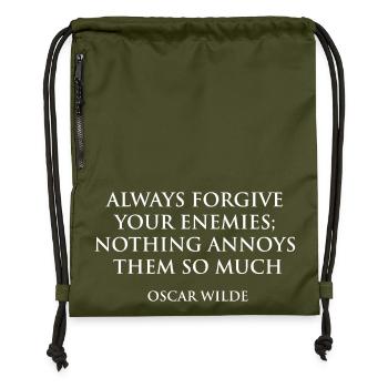 Citation inspirante Typographie Design - Sac à cordon en polyester recyclé - military green - Devant
