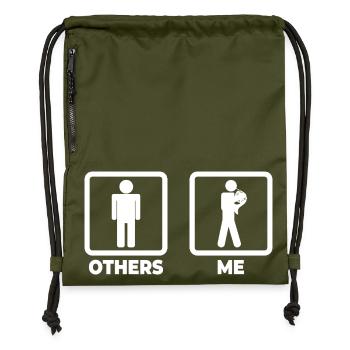 Hornist stick figure - Gymsac made from recycled material - military green - Front
