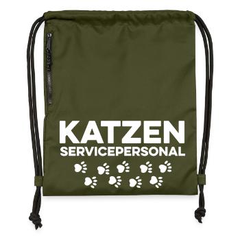 Katzen Servicepersonal lustig - Turnbeutel aus Recycling-Material - military Green - Vorne
