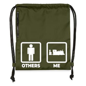Railroad Stick Figure - Gymsac made from recycled material - military green - Front