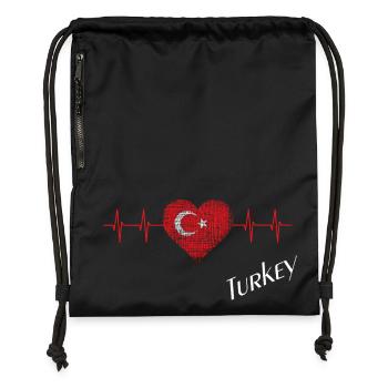 Turkey heartbeat flag motif - Gymsac made from recycled material - black - Front