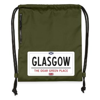 Signe de nom de lieu de Glasgow - Sac à cordon en polyester recyclé - military green - Devant