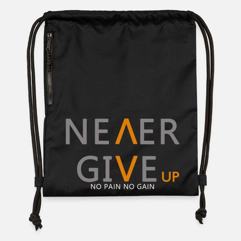 Never give up Incarnez essence de la persévérance - Sac à cordon en polyester recyclé - noir
