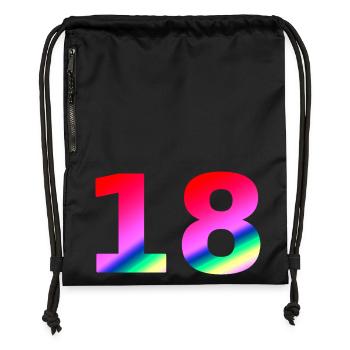 oberteile geburtstag, 18 rosatöne farbverlauf - Turnbeutel aus Recycling-Material - Schwarz - Vorne