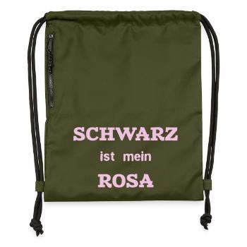 Schwarz ist mein Rosa - Turnbeutel aus Recycling-Material - military Green - Vorne