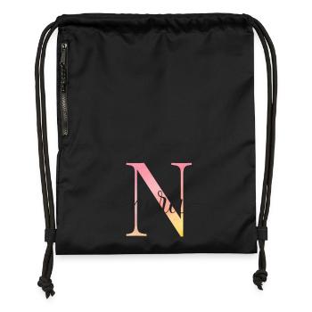 N | Monogramm | Name | Nora |Watercolor - Turnbeutel aus Recycling-Material - Schwarz - Vorne