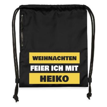Heiko comme prénom - Sac à cordon en polyester recyclé - noir - Devant