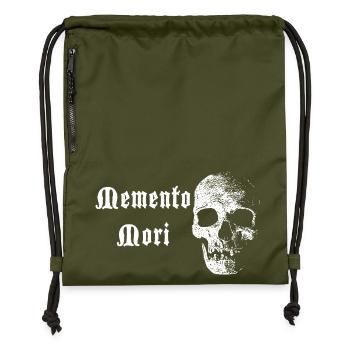 Crâne de Memento Mori – Contraste blanc - Sac à cordon en polyester recyclé - military green - Devant