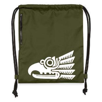 Weißer Stammesvogelkopf - Turnbeutel aus Recycling-Material - military Green - Vorne