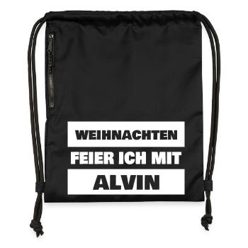 Spruch Alvin - Turnbeutel aus Recycling-Material - military Green - Vorne