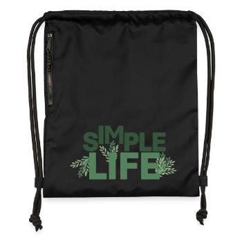 Simple Life - Green - Gymsac made from recycled material - black - Front
