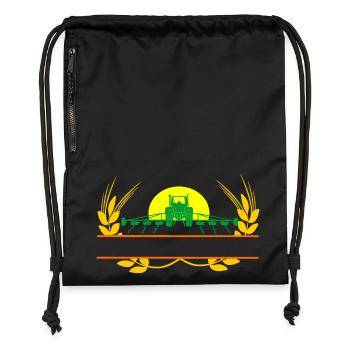 Farm tractor sunset - Gymsac made from recycled material - black - Front