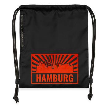 Hamburg Skyline Screen Print - Gymsac made from recycled material - black - Front
