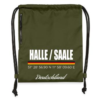Halle / Saale - Turnbeutel aus Recycling-Material - military Green - Vorne