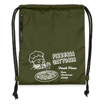 Funny Pizza Box Cat - Pizzeria Gottoria - Gymsac made from recycled material - military green - Front