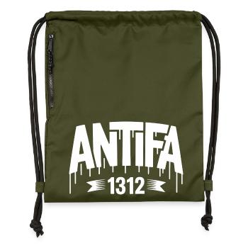 Antifa 1312 – Antifa Tee - Turnbeutel aus Recycling-Material - military Green - Vorne